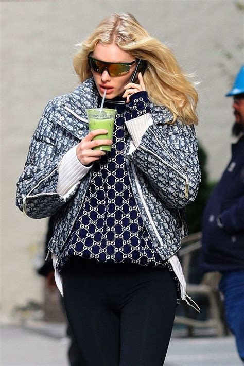 Elsa Hosk Navy Blue Puffer Jacket | Universal Jacket