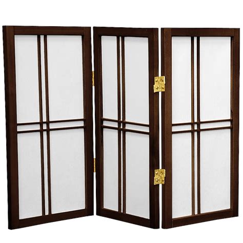 Red Lantern 3-Panel Walnut Wood Folding Shoji Style Room Divider in the ...