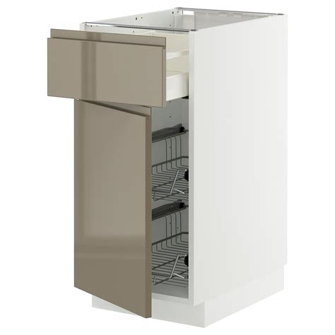 METOD / MAXIMERA base cab w wire basket/drawer/door, white/Voxtorp high ...