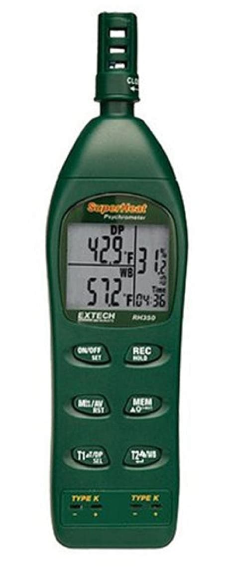Extech Instruments RH350 Psychrometer with 2 Type-K Remote Temperature ...