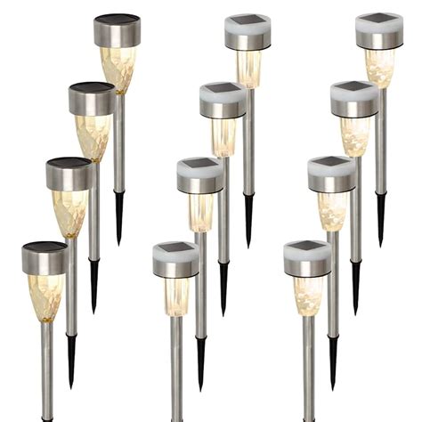 Solar light 12 Packs LED Solar Light Outdoor Warm White Light Stainless ...