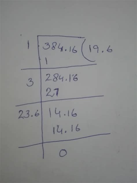How to find out square root of 384.16 by division method....with steps ...