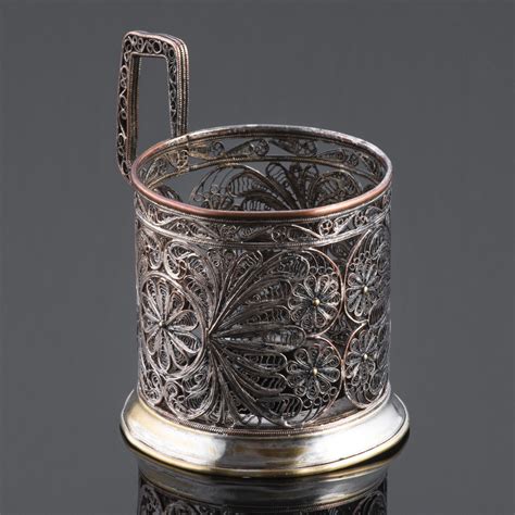 Подстаканник в технике ажурной скани, мельхиор, Казаковский завод ...