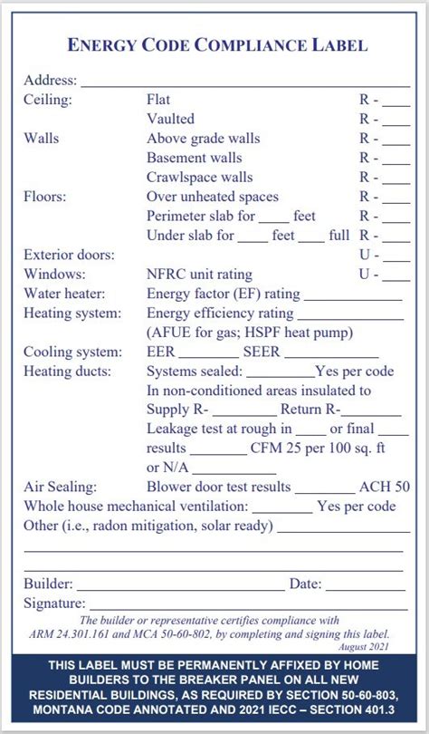 Image result for Commercial Energy Code Labeling Example