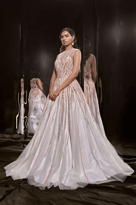 Ice Blue Embroidered Gown – Masumi Mewawalla
