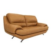Buy Clarkson Three Seater Camel Brown Premium Leather Sofa Online At ...