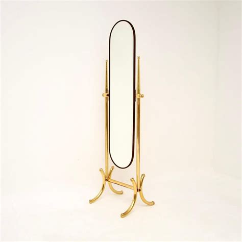 Vintage Brass Cheval Floor Mirror For Sale at 1stDibs