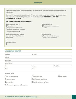 Fillable Online REPORTING FORM - OCSWSSW Fax Email Print - pdfFiller