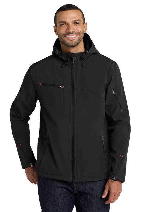 Port Authority ® Textured Hooded Soft Shell Jacket