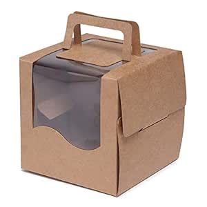 Buy SWASTIK - Pastry Box 5x5x5 Kraft With Handle Pack of 15 Pc Online ...