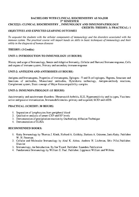 CLB 5th Sem J1 - Syllabus - BACHELORS WITH CLINICAL BIOCHEMISTRY AS ...