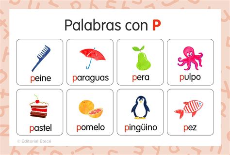 +100 Palabras con P (con imágenes) - Lenguaje.com | Palabras con p, La ...