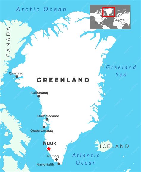 Premium Vector | Greenland Political Map with capital Nuuk with most ...