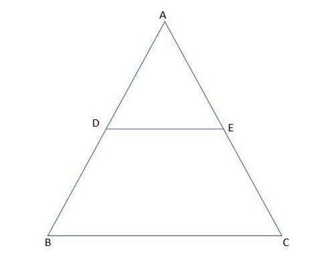 In triangke ABC , if D is midpoint of AB and DE is parrlel to BC , then ...