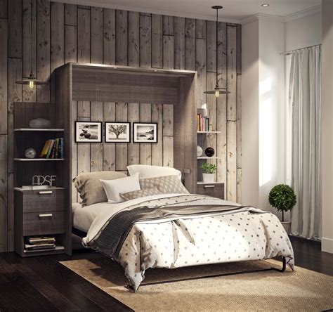 Cielo By Elite Bark Gray and White 104" Queen Wall Bed Kit by Bestar ...