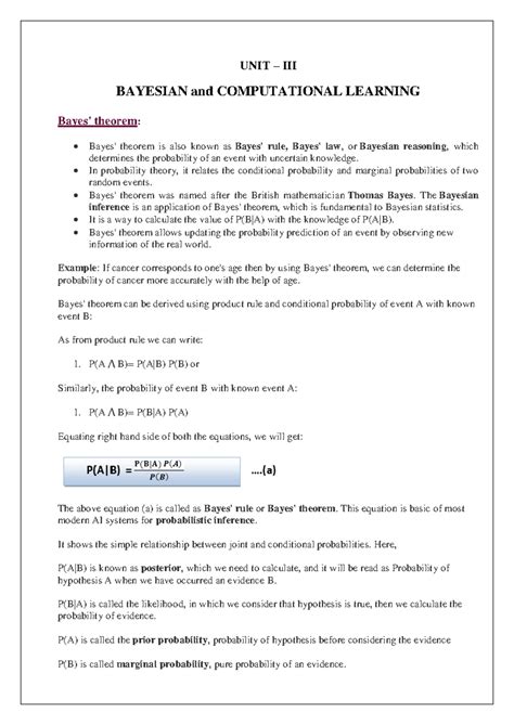 AI&ML 3 - AI&ML SUBJCT UNIT-3 NOTES - UNIT – III BAYESIAN and ...