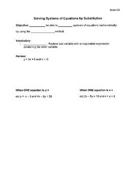 Image result for Solving Systems by Substitution Notes