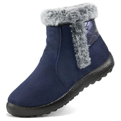 Womens Warm Faux Fur Lined Winter Snow Boots Waterproof Ankle Boots ...
