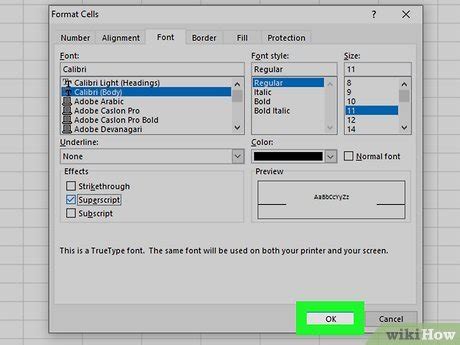Image result for Write Superscript in Excel