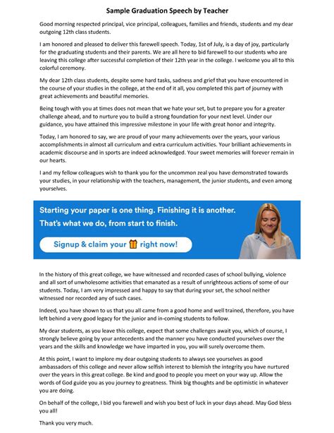 Graduation speech by teacher - Sample Graduation Speech by Teacher Good ...