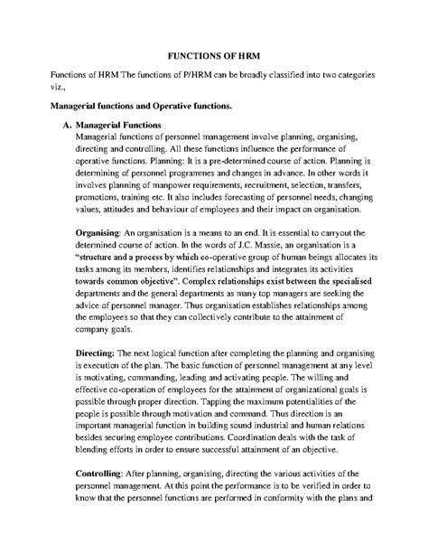 Functions of hrm - FUNCTIONS OF HRM Functions of HRM The functions of P ...