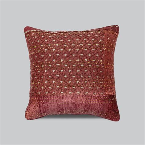 The Bombay Store Cushion Cover with Kantha Work 16 x 16 in (Assorted ...