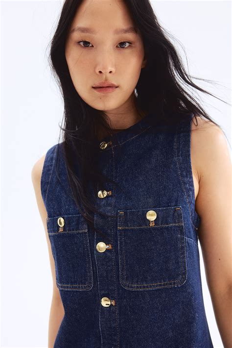 Sleeveless denim dress - Dark denim blue - Ladies | H&M IN