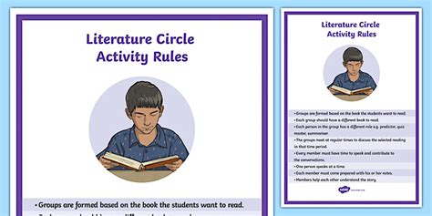 Cursive Literature Circle Rules A4 Display Poster - Twinkl