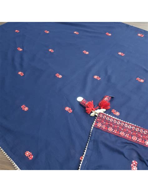 Set 28-1st Mar - Royal Blue handloom cotton kurta - Seq neck embroidery ...
