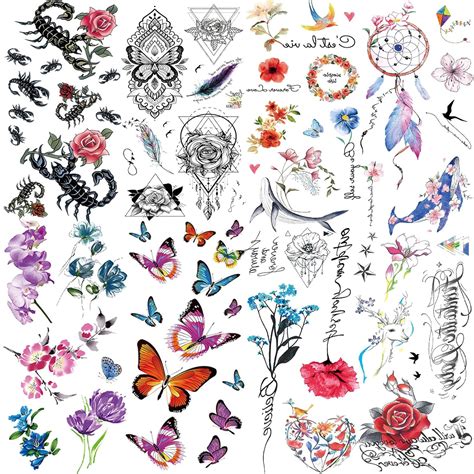 Yomanta 8 Sheets Temporary Tattoos - 60+ Pcs Colorful & India | Ubuy