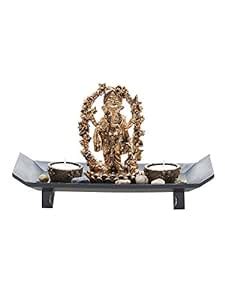 Buy EZ Life Lord Ganesha Gift Set Tray with 2 Tea Lights- Resin - Gold ...