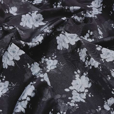 FAB VOGUE Studio: Black Floral Organza Fabric for Dresses, Sarees ...