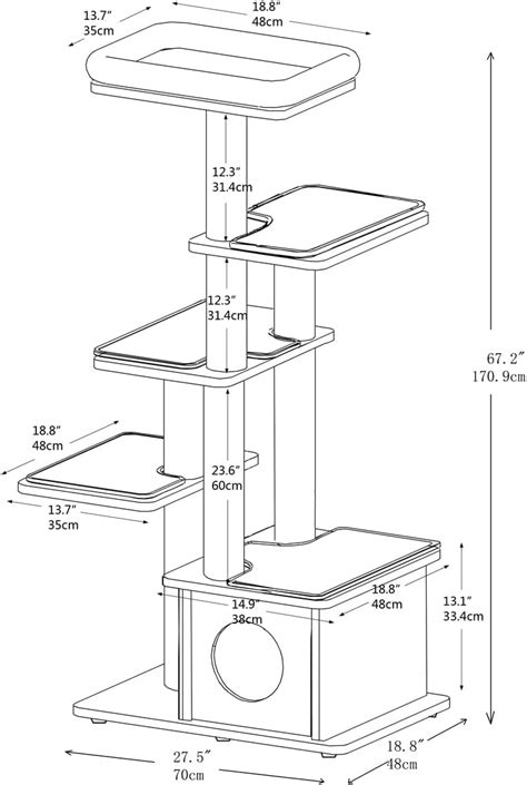 Buy AGILE 67 Modern Real Pine Plywood Cat Tree Condo Tower with Natural ...
