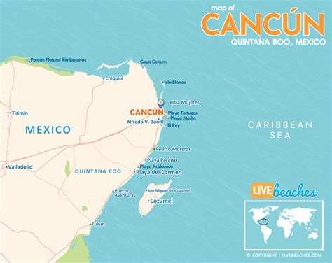 Map of Cancun - Live Beaches