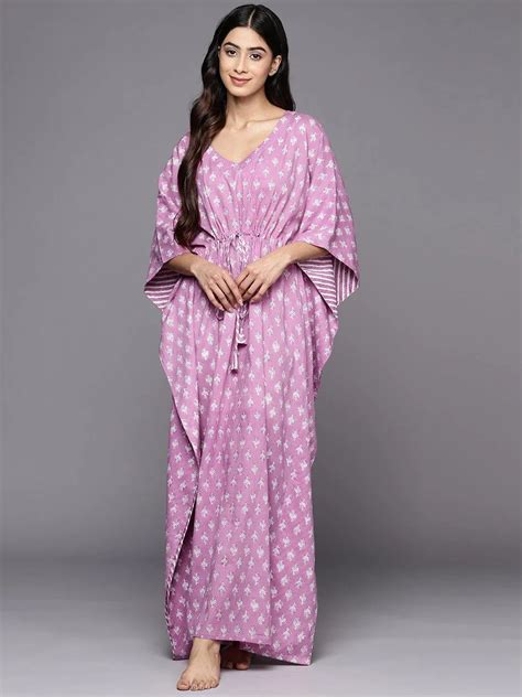 Buy Lavender Printed Cotton Nightdress Online at Rs.971 | Libas