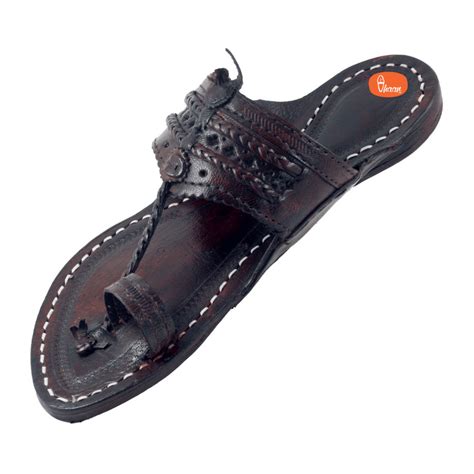 Shop Dark Brown Leather Single wadi Kapashi kolhapuri chappal for Men ...