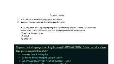 Pumping Lemma Analysis: Proving Non-Regular Languages - Studocu