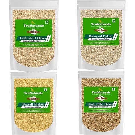 TruNaturals Unpolished Millet Flakes Combo 300g x 4 | Healthy Cereal ...
