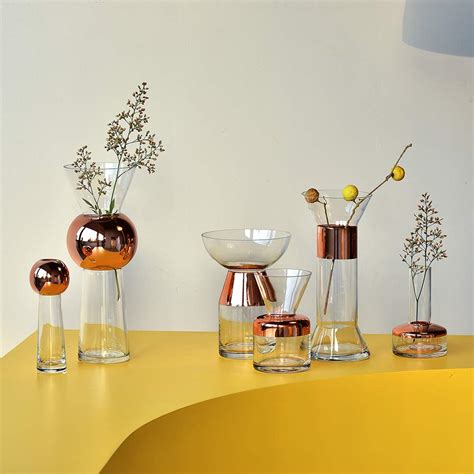 Buy Cyl Home Vase Flower Arrangement Clear Glass Vases with Rose Golden ...