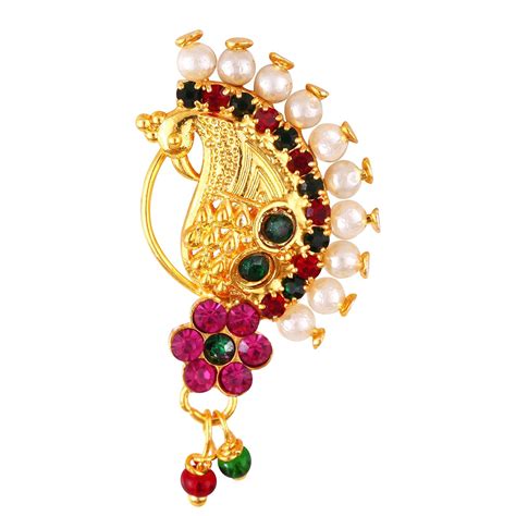 Buy Vighnaharta Gold Plated Mayur Design with Pearl and Artificial ...