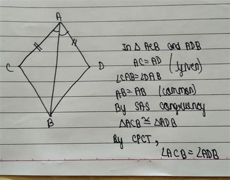 In the given figure, the congruency rule used in proving ∠ACB = ∠ADB is ...
