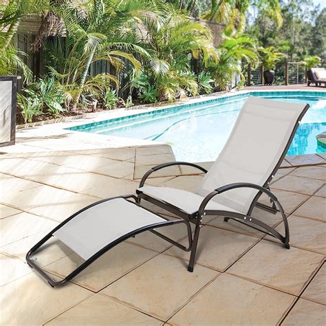 Crestlive Products Patio Folding Chaise Lounge Chair Brwon Metal Frame ...