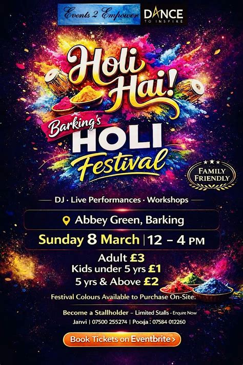 Holi-The Festival of Colours 2026, Abbey Green, Barking, 8 March 2026 ...