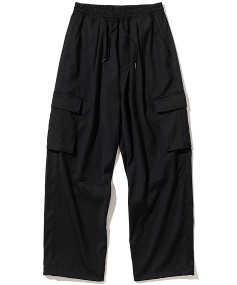 Wide String Cargo Slacks Pants - Black - NOT4NERD