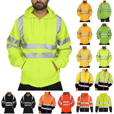 BiZtdJrK Hi-Vis Safety Full Zip Hoodies for Men Bia and Tall High ...