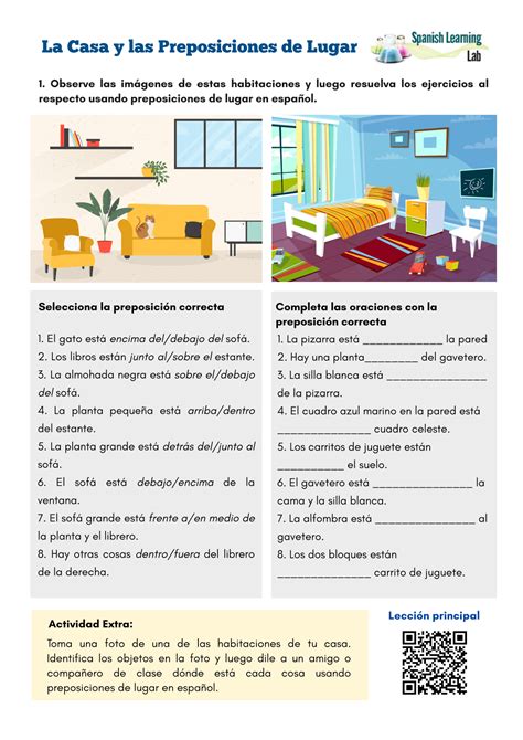 La Casa y las Preposiciones de lugar en español - Hoja de trabajo PDF ...
