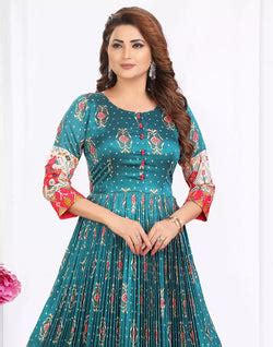 Peacock Blue Cotton Silk Ikat Print Designer Kurti – South India ...