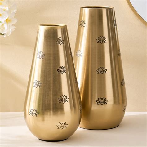 Buy Soma Pema Metal Lotus Etched Vase - Small from Home Centre at just ...