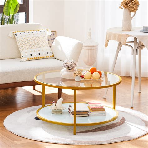 Buy Bestco Round Coffee Table 34 Inch Living Room Center Table with ...