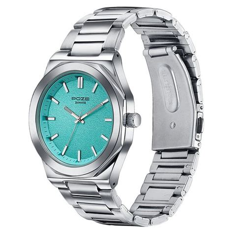 Buy Online Sonata Poze Quartz Analog Blue Dial Silver Colour Stainless ...
